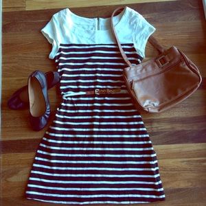 Black and white striped dress